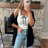 Simple Ties White Ribbed Sweater Tank