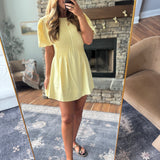 Yellow Sunshine Pleats Mini Dress