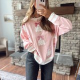 Pink Lace Boo Velvet Bow Sweatshirt