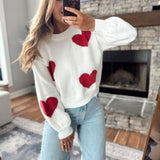 Cream Sugar Heart Sweater