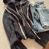 Cleo Charcoal Cropped Knit Hooded Sweater