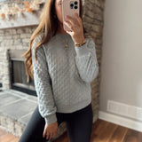Quinn H.Grey Quilted Crew Neck