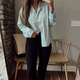 Distinctive Charm Slate Satin Button-Up