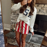 Red/Natural Seaside Stripe Shorts