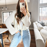 Ally Cream Open Knit Tie Cardi