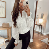 Blooming Shadows White Floral Top