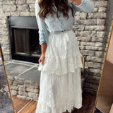 Ambrose Cream Lace Tiered Maxi Skirt