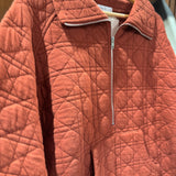Plus Rust Quilted Zip Up Pullover