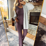 Plum Core Ribbed Flare Yoga Pants
