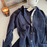 Navy Shadow Bloom Button Down Top