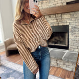 Brown Mini Stripe Piper Knit Cardigan