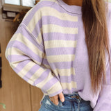Casually Brilliant Lavender Colorblock Sweater