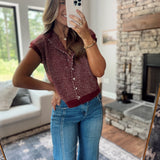 Wine Striped Cardi With A Twist