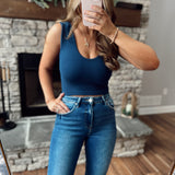 Madelyn Navy Ribbed Cropped Tank