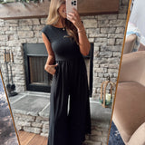 Bianca Black Sleeveless Open Back Wide Leg Jumpsuit
