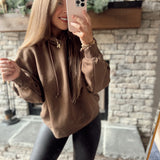 Hoodie Season Dark Brown Cotton Blend Oversized Hoodie