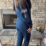 Navy Dainty Bow Jogger Sweatpants