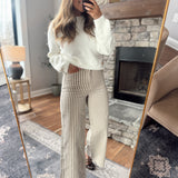 Brown Mixed Stripe Denim Pants