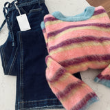Sherbet Stripe Fuzzy Sweater