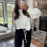 Ivory Oversized Waffle Knit Long Sleeve