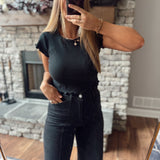 Black Katrina Waffle Short Sleeve