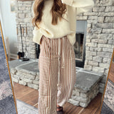 Pecan Mixed Striped Parachute Pants