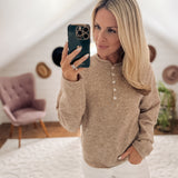 Mocha Piper Henley Pullover IN STORE