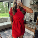 Red Motion Cinch Waist Mini