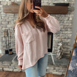 Light Pink Briarstone Split Neck Top