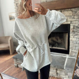 Heather Gray Cinch Waist Oversized Top