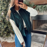 Dark Sea Green Oversized Sherpa Vest