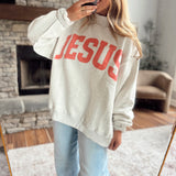 Coral Jesus & God is Good Mock Neck Sweatshirt