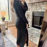 Executive Decision Black Pinstripe Midi