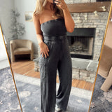 Black Livia Strapless Jumpsuit