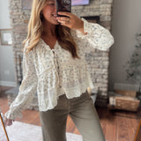 Cream Floral Intricate Details Top