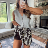 Coal Crush Smocked Lace Up Skirt