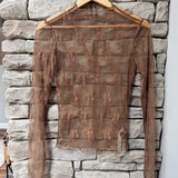 Lina Mocha Sheer Floral Lace Long Sleeve