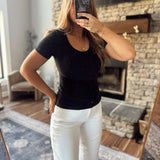 Chey Black Buttery Soft Short Sleeve Top
