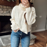 Spotlight Bling Ivory Rhinestone Knit Turtleneck
