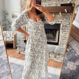 Cream Inked Petals Maxi Dress