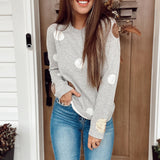 Beauty Spot Heather Grey Sequin Polka Dot Sweater