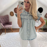Light Denim Polka Dot Top