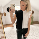 It Takes Two White/ Black Colorblock Top