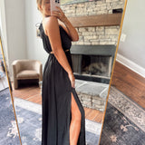 Black Wink Wink Side Cutout Maxi