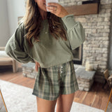 Olive Borrowed Plaid Shorts