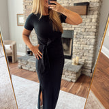 Bryn Black Tie Waist Maxi