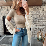 Taupe Seamless Jacquard Scoop Neck Tee IN STORE