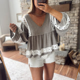 Olive Gray Romilly Shirred Top