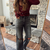 Mica Oil Super HR Wide Leg Distressed Denim