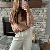 Dark Taupe On The Daily Basic Pullover Crew